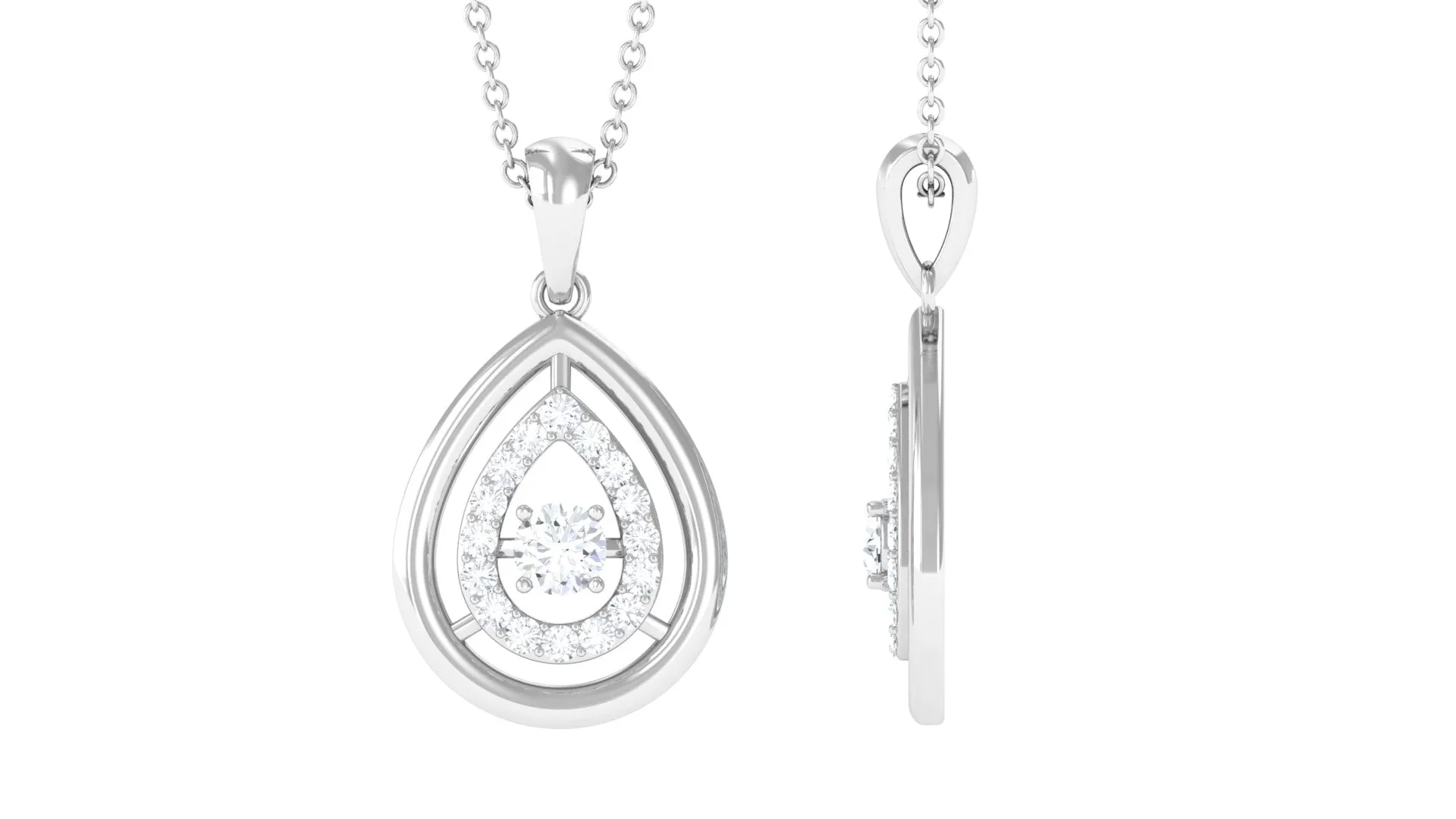 Certified Floating Moissanite Teardrop Pendant